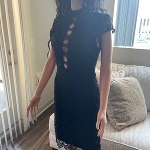 Black Lace Peekaboo Cocktail Dress